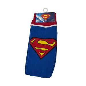 Superman Shield Crew Socks Blue Red Graphic Novelty Men’s One Size